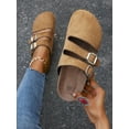 thumbnail image 2 of Women‘s Fashionable Hollow Out Closed Toe Slip On Slippers With Double Buckle Strap, 2 of 7