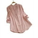thumbnail image 1 of Blusa holgada de manga larga con botones lisos y cuello en V para mujer de Sinhoon, talla grande, talla XL, color rosa, 1 of 4