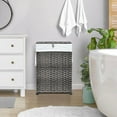 thumbnail image 3 of 70L Slim Laundry Hamper with Lid & Wheels, Rolling Laundry Basket with 2 Removable Liner Bags & 3 Mesh Bags, Narrow Dirty Clothes Basket, Foldable Handwoven Rattan Laundry Sorter, Grey, 3 of 8
