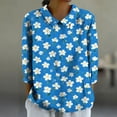 thumbnail image 2 of QASIEATN Womens Summer Tops Lapel Retro Button Down Loose Top Casual Cotton and Linen Shirt 3/4 Sleeve Shirt, 2 of 4