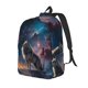 thumbnail image 1 of Disketp Night Sky Wolf print Canvas Backpack Lightweight Travel Daypack Student Rucksack Laptop Backpack-Small, 1 of 5