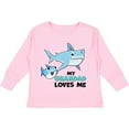 thumbnail image 3 of Inktastic My Grandad Loves Me with Cute Sharks Boys or Girls Long Sleeve Toddler T-Shirt, 3 of 5