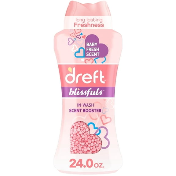 Dreft Blissfuls In-Wash Scent Booster Laundry Beads, Baby Fresh Scent, 24 oz (2 Pack)