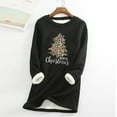 thumbnail image 1 of Chandails à Capuchon pour Adolescentes Femmes Épais Sweat en Polaire à Manches Longues Imprimé Velours Chaud Col Rond sous-Vêtements Hauts Tenues pour Femmes Hiver en Liquidation, 1 of 5