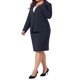 thumbnail image 4 of Conjunto de traje de negocios de 2 piezas para mujer de tallas grandes Agnes Orinda, con blazer de solapa muesca y falda lápiz midi con bolsillos, talla 2X, azul marino, 4 of 5