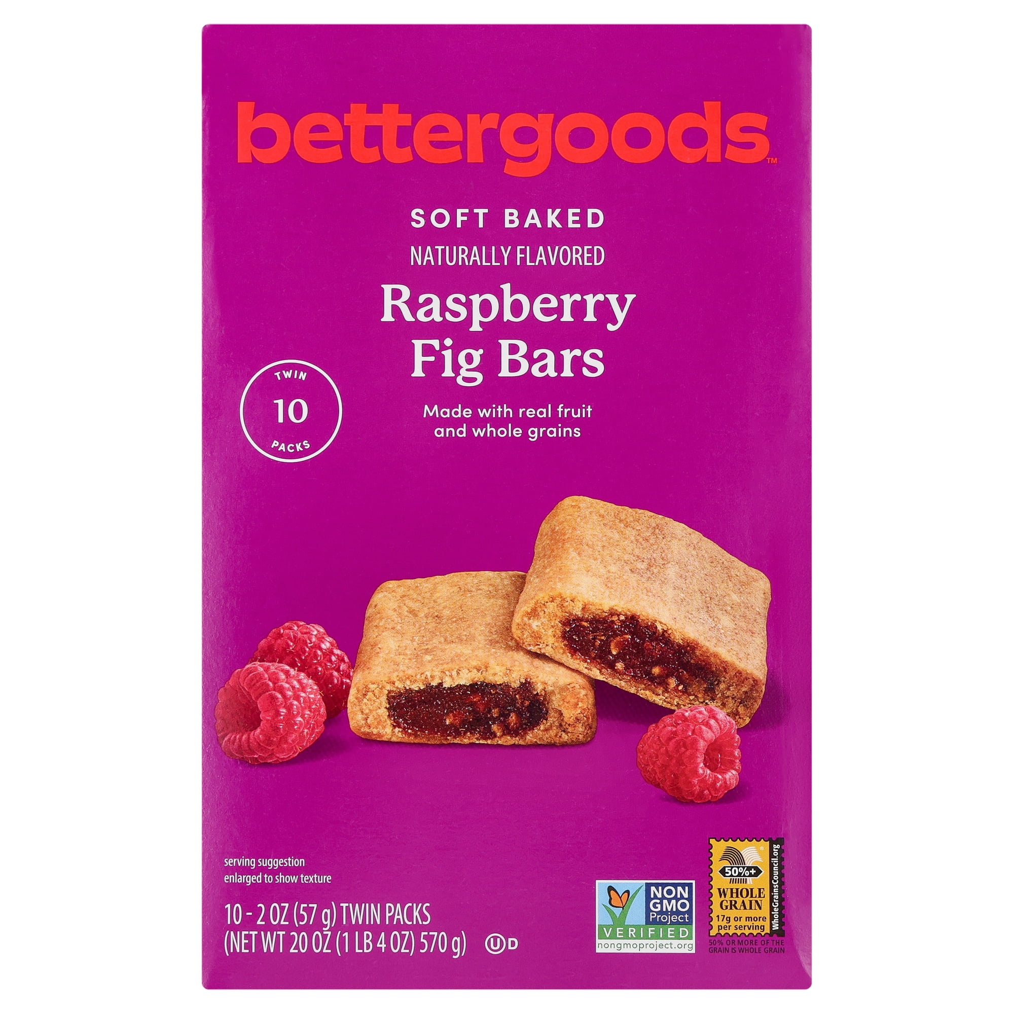 bettergoods Raspberry Fig Bars, 2 oz Twin Packs, 10 Count
