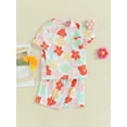 thumbnail image 4 of Musuos Baby Girls Shorts Set, 6 12 18 24M Flower Print Short Sleeve T-shirt with Elastic Waist Shorts Summer 2-piece Outfit, 4 of 10