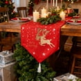 thumbnail image 6 of AuroraX Red Christmas Table Runner 72 Inches Long Classic Christmas Reindeer Table Runner with Tassel Pointed Ends Xmas Merry Bohemian Dining Winter Table Runner Decor for Home Party, 6 of 6