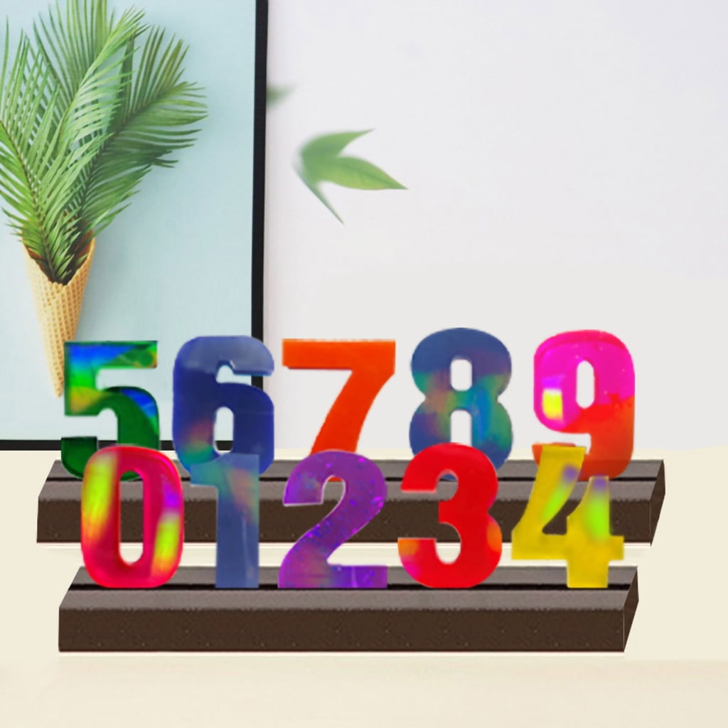Milue Number Letter Resin Molds Holographic Alphabet Epoxy Casting Mold for Keychain