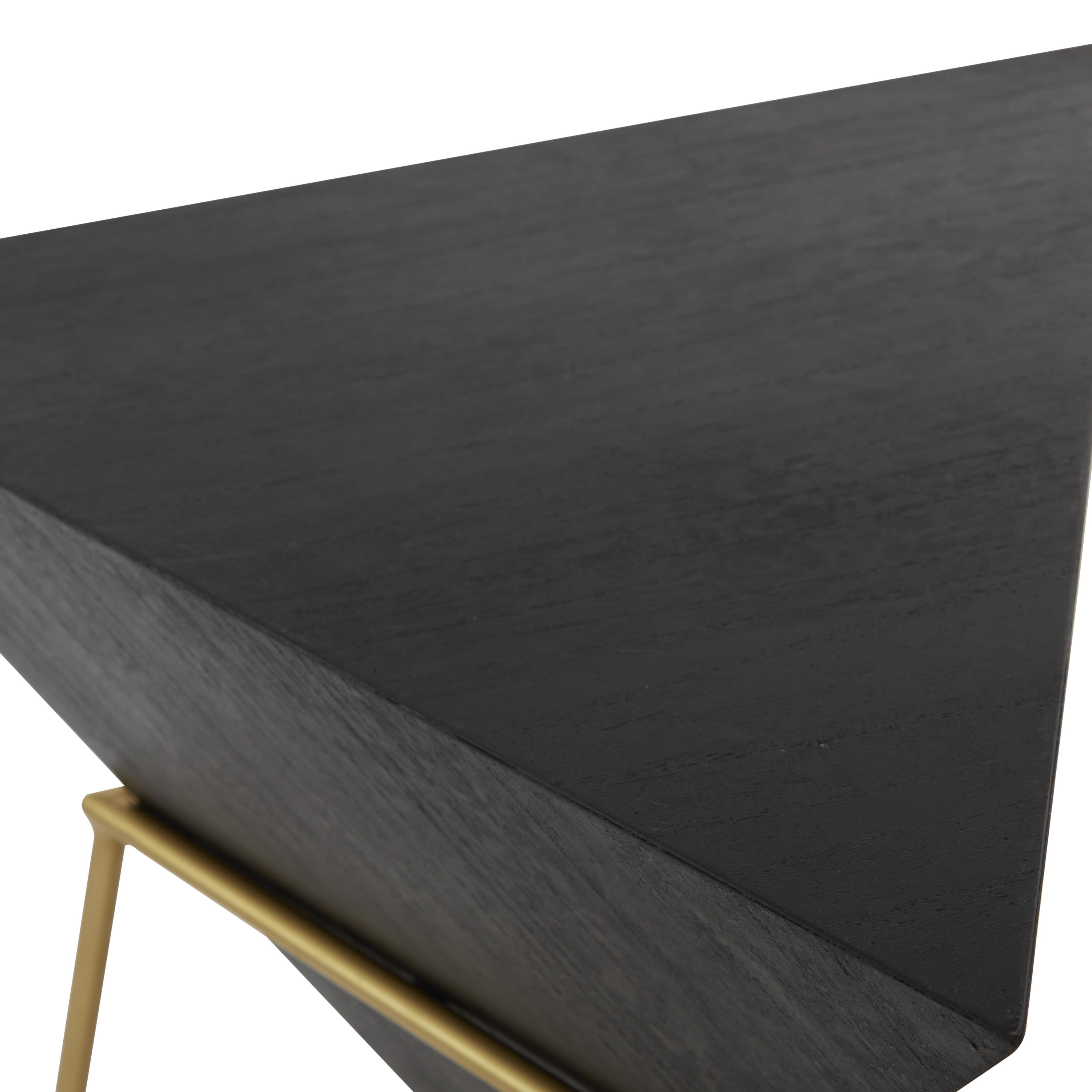 DecMode 19" x 24" Black Wood Inverted Pyramid Geometric Accent Table with Gold Metal Stand, 1-Piece