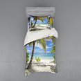 thumbnail image 2 of Ambesonne Tropical Bedding Set 4 Pcs, Palm Trees Coastline, Queen, Coconut and Blue, 2 of 3