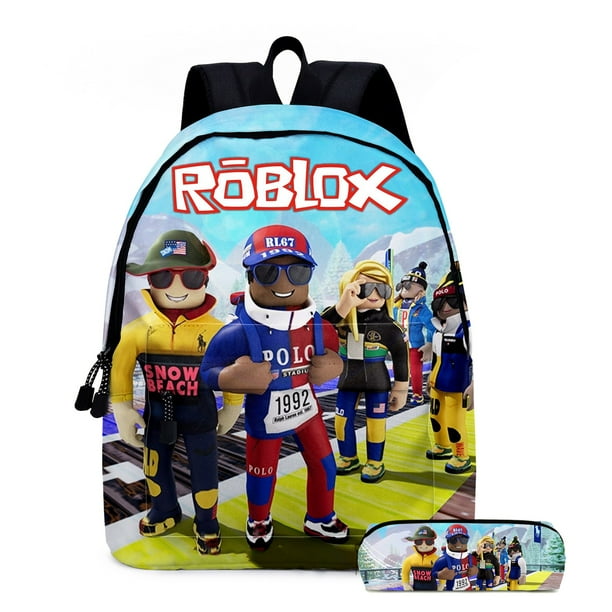 Mochila Roblox con estampado 3D para niños y niñas, morral escolar de dibujos animados para estudiantes de primaria y secundaria de Anime, novedad