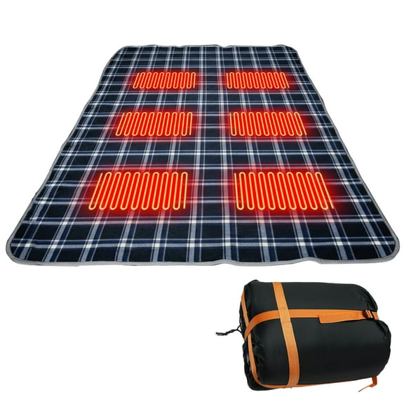 HUISZJ Camping USB Heating Sleeping Mat - 3 Adjustable Temperature Heated Sleeping Bag Pad - 6-Zone Heated Sleeping Bag Mat for Outdoor Hiking (Blue)