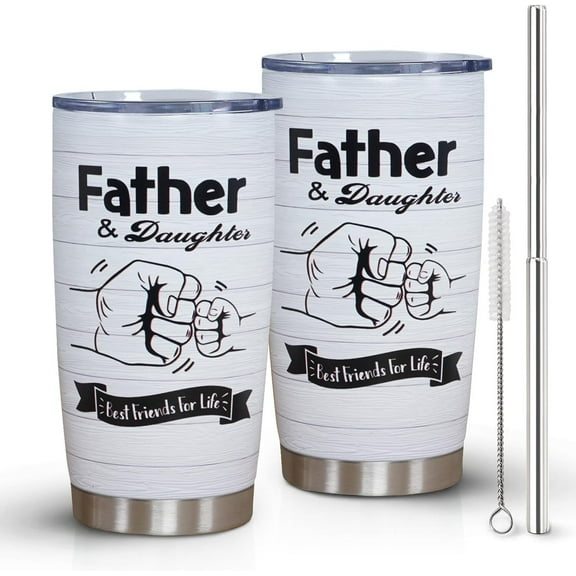 Fathers Day Gift for Dad Birthday Gifts Dad Gifts From Daughter Father & Daughter Best Friend for Life Tumblers 20oz Stainless Steel Insulated Cup with Lid Travel Coffee Mug
