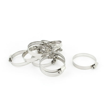

Unique Bargains Adjustable 33-57mm Range 10mm Width Worm Drive Hose Clamp Silver Tone 10 Pcs