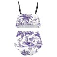 thumbnail image 5 of ibuvkizy Tankinis Swimsuits for Women Clearance Loose Modest Two Piece Bathing Suits Ladies Fashion Multicolor Retro Print Swimming Trunks Sling Women Split Swimsuit Bikini Sets for Women's Plus Size, 5 of 5