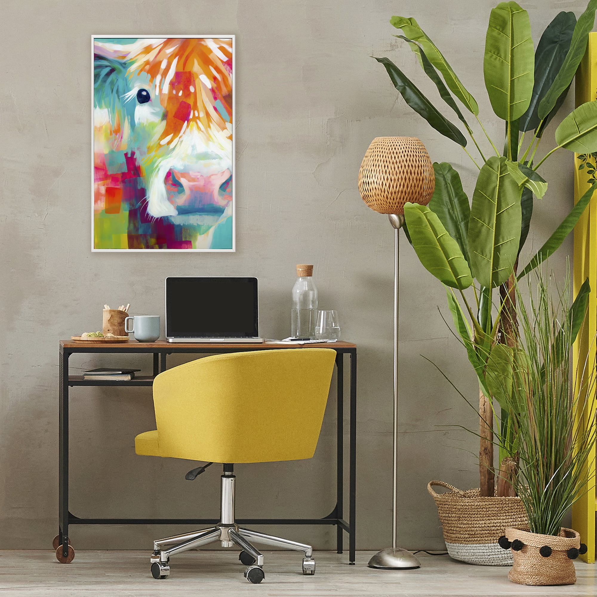 Stupell Industries Highland Portrait in Brights White Framed Giclee Art, design by Chromatic Storm Studio