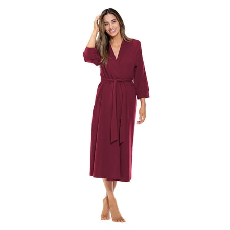 

Turquaz Lightweight Kimono robes for Women Cotton Soft Knit robe Long V-Neck Robes For Female Sleepwear Loungewear