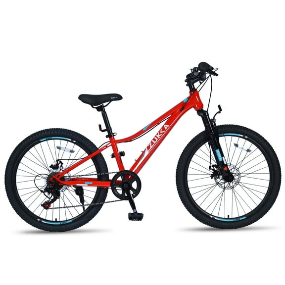 Aezusy 24" Mountain Bike Shimano 6-Speed Kids Bicycle for Girls and Boys Ages 9-12, Red