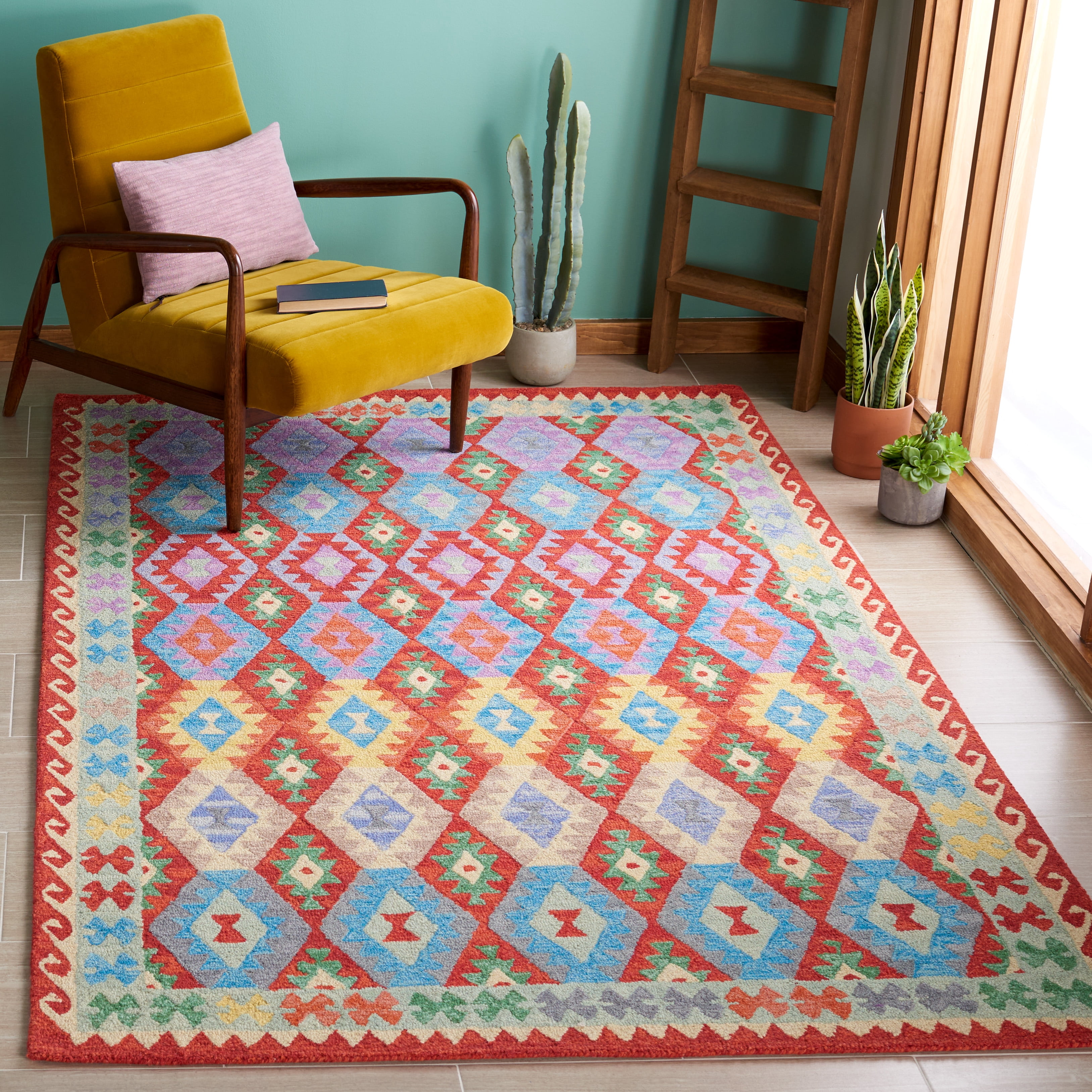 Safavieh  Handmade Aspen Suheyla Boho Tribal Wool Rug 4'  x  6' 4' x 6' Indoor,Handmade Living Room,Bedroom,Dining Room Rectangle