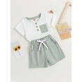 thumbnail image 3 of Coduop Toddler Baby Boys Grils Summer 2Pcs Outfits Short Sleeve Pocket T-Shirt Tops Shorts Set, 3 of 7