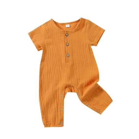 

Amuver Infant Baby Girls Boys Romper Solid Color Short Sleeve Bodysuit