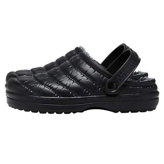 AURARMLET 1 Pair Black Plush Warm Winter House Slippers for Women with Comfortable