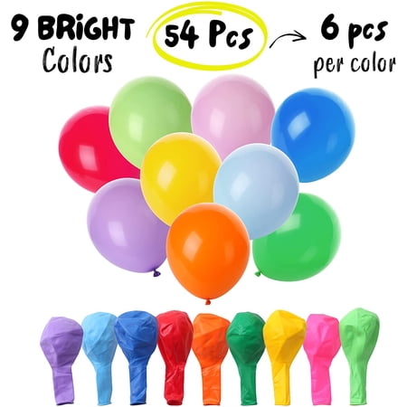 Mr. Pen- Balloons, 12 Inch, 54 Pack, Assorted Colors, Party Balloons, Rainbow Balloons, Latex Balloons, Balloons for Birthday Party