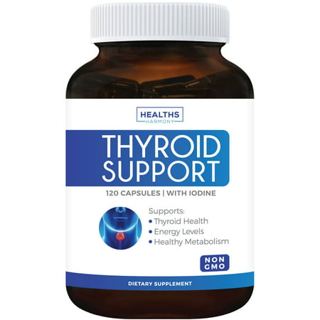 Healths Harmony Thyroid Support Supplement (NON-GMO) 120 Capsules: Support Your Energy & Increase your Metabolism For Weight Loss - Iodine & Ashwagandha Root for Thyroid (Best Thyroid Medication For Hair Loss)
