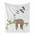 thumbnail image 1 of Sloth Soft Flannel Fleece Blanket, Arboreal Mammal Sleeping on Branch in Forest Lazy Mood Resting Relaxing Theme, Cozy Plush for Indoor and Outdoor Use, 50" x 60", Grey Green Brown, by Ambesonne, 1 of 6