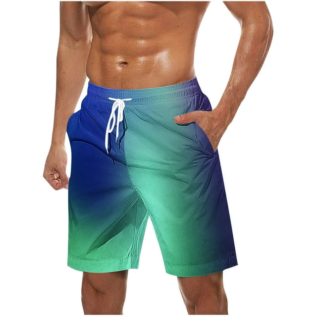 Plebaso Beach Shorts for Men Print Elastic Waist Drawstring Casual Shorts Lightweight Mens Summer Shorts