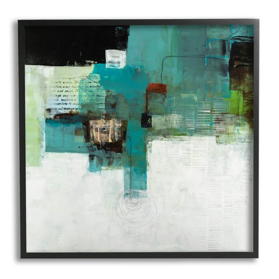 Stupell Industries Layered Shapes Collage Painting Black Framed Art Print Wall Art, Design by Ruth Fromstein