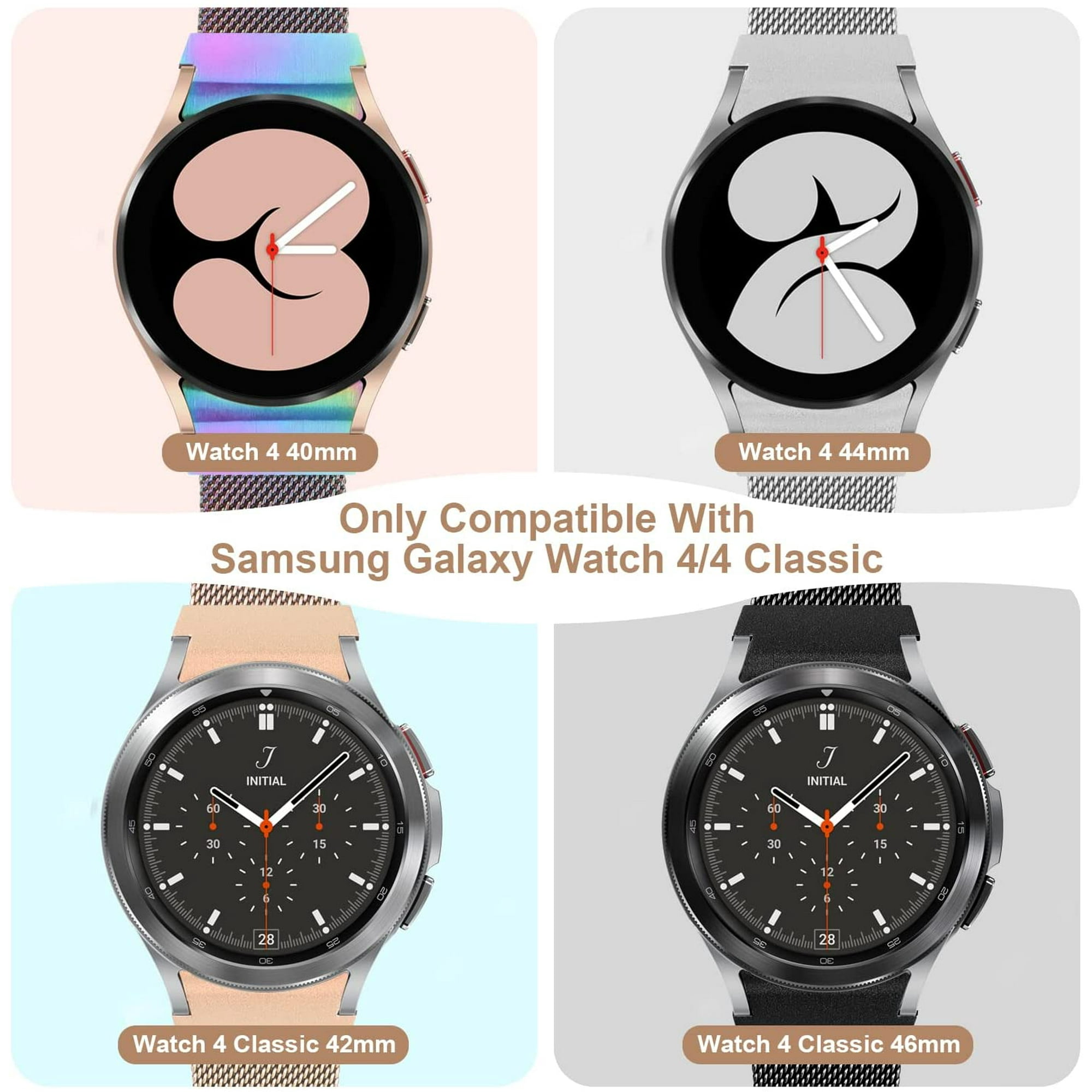 Hhhc 2 Packs No Gap Metal Bands Compatible With Samsung Galaxy Watch 4 Band 40mm 44mm Galaxy Watch 4 Classic Band 42mm 44mm Milanese Loop Stainless
