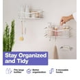 thumbnail image 6 of KINCMAX Shower Shelves 2-Pack - Self Adhesive Shower Caddy with 4 Hooks and 2 Adhesives - No Drill Large Capacity Stainless Steel Wall Shelf - Aesthetic Organizer for Inside Bathroom - Gold, 6 of 7