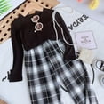 thumbnail image 2 of Toddler Girl Casual Set Plaid Print Long Sleeve Top and Wide-Leg Pants, 2 of 8