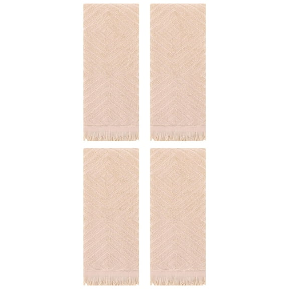 Unique Bargains 4 Pcs Cotton Geometric Patterns Turkish Towels 13" x 29" Brown