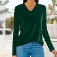 thumbnail image 2 of Velvet Tops for Women, Yigetop Velour Sweatshirt Women V Neck Long Sleeve Casual Pullover Soft Warm Shirts Velvet Tops Fall Outfits for Women 2025 Fall Shirts for Women Blackish Green L, 2 of 6