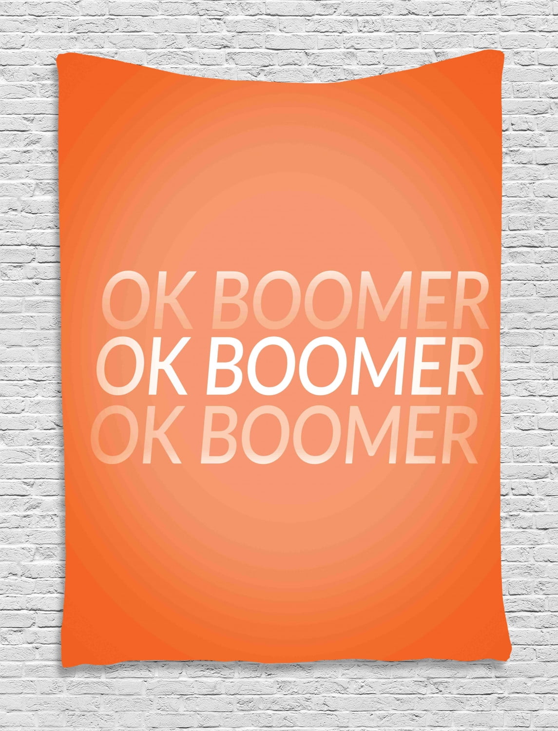 Ok Boomer Tapestry Modern Design Meme Phrase With Gradient Letters Funny Illustration Wall Hanging For Bedroom Living Room Dorm Decor Orange Peach And White By Ambesonne Walmart Com Walmart Com