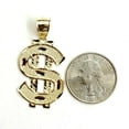 thumbnail image 2 of New 10k yellow gold dollar sign diamond cut unisex lucky pendant charm gift 3.4g, 2 of 12