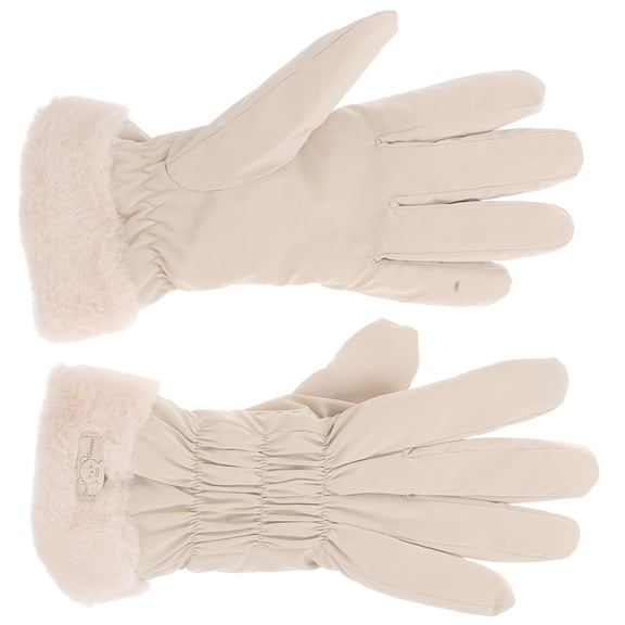 OFFIGAM Women’s Beige Winter Gloves, 1 Pair Windproof, Warm & Washable, Ideal for Hiking, Outdoor Sports, and Cold Weather Activities