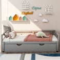 thumbnail image 2 of Extendable Daybed with Trundle Beds, Wood Daybed Frame with Pull Out Trundle, Twin to King Design Extending Daybed for Kids Girls Boys Teens Adults, No Box Spring Required, Gray, 2 of 7