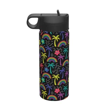 

Susaid Colorful Palms Print 18oz Sports Insulated Kettle Stainless Steel Water Bottle For Running Hiking Cycling Climbing