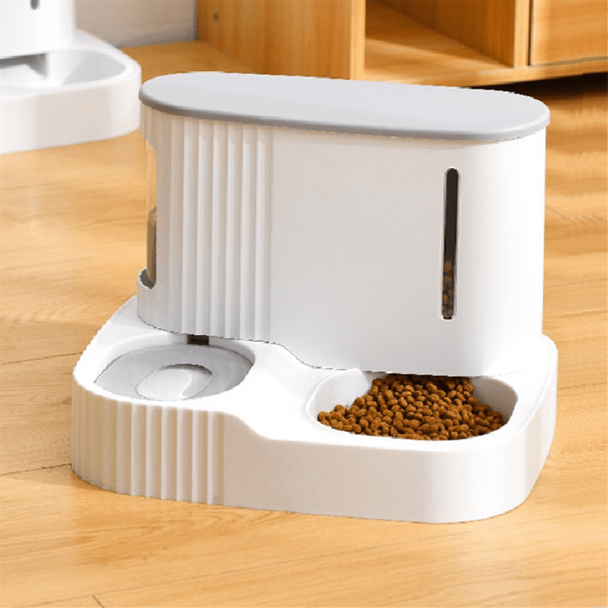 Dog Food Feeder Cat Automatic Feeding Water Bowl Pet Storage Dispenser.