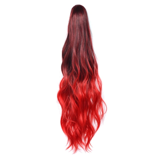 QUYUON Extensions de Cheveux à Clip Droit pour Femmes Perruques Longues d'Apparence Naturelle Pièce de Cheveux pour Femmes Extensions de Queue de Cheval Clips Synthétiques Type de Cheveux Q1101