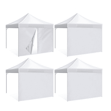 4 Pack Canopy Sidewalls 10x10, Instant Canopy Tent Sidewalls 3 Sunwalls with 1 Door Only, 500D Polyester Waterproof and UV Protection with Zipper for Summer Outdoor Camp(Grey White)
