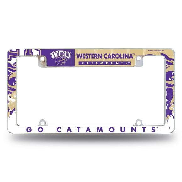 Rico Industries NcAA Western carolina catamounts Primary 12 x 6 chrome All Over Automotive License Plate Frame for carTruckSUV