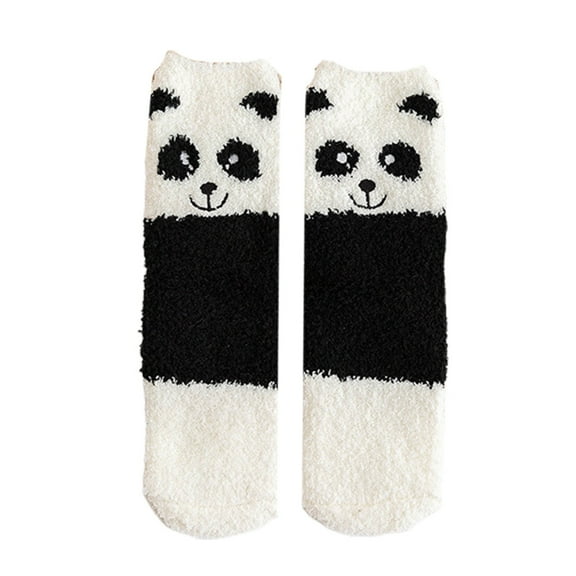 Women Cartoon Animal Winter Fuzzy Slipper Socks Cute Panda Penguin Warm Hosiery