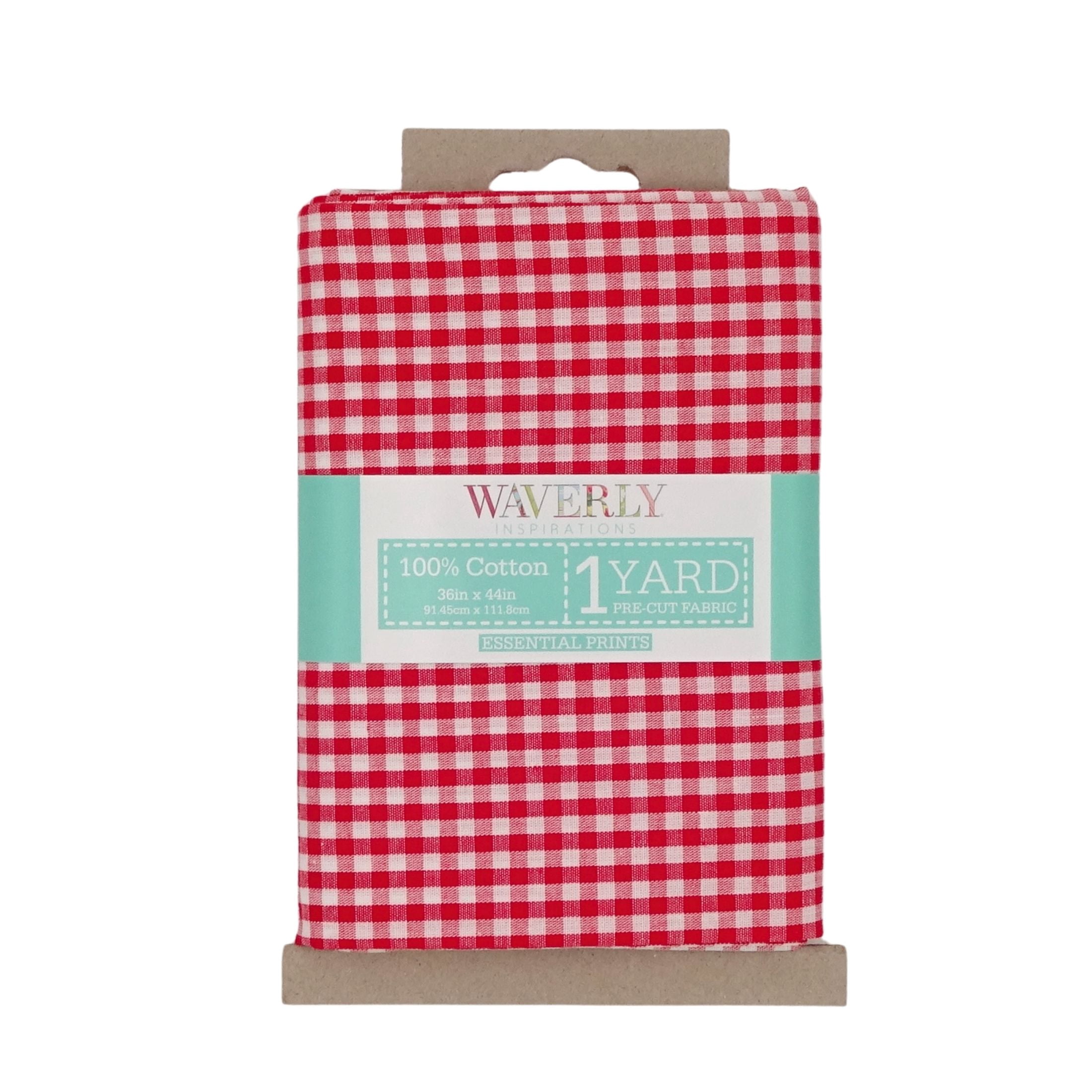 Waverly Inspirations 1 Yard Cut 100% Cotton Small Gingham Print Fabric, Poppy Red, 44" Wide for Quilting & Sewing