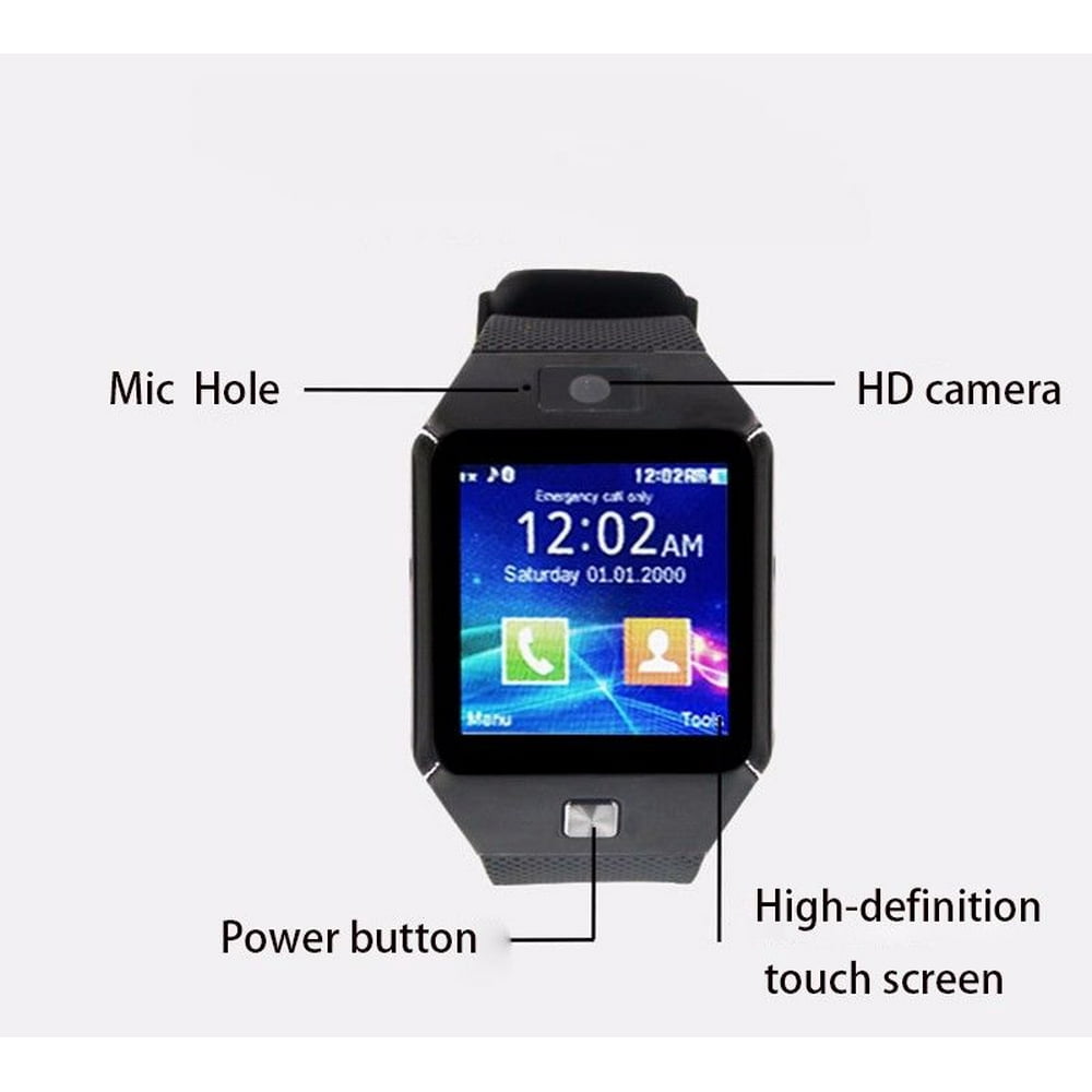 Bluetooth Smart Watch Camera Phone for Android Samsung Stainless Steel