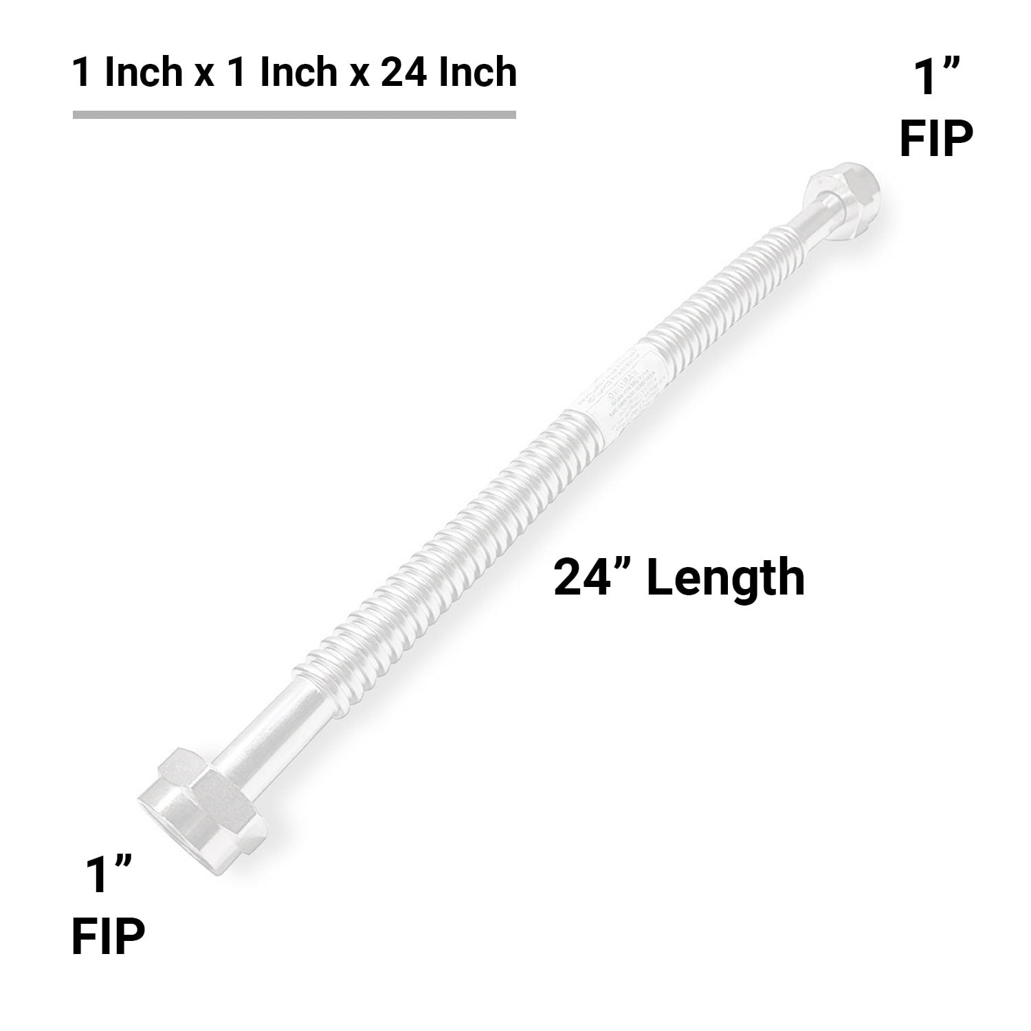 24" x 1" FIP Heavy Duty Durable Stainless Steel Corrugated Water Flex Connector with Extra Thick Washers for Water Heater and Water Softener (2 Pack)